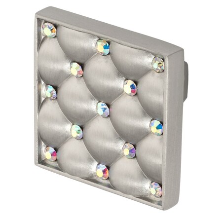 Coco Cabinet Knob, 1-5/32in X 1-5/32in, Satin Nickel With Multi-Color Crystals